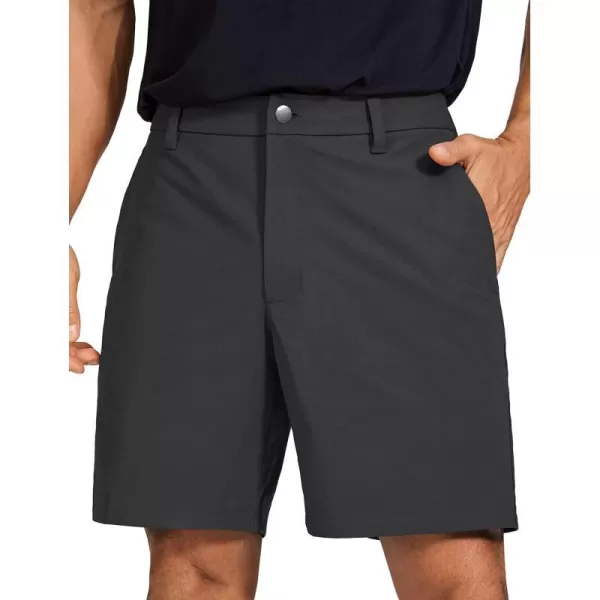 CRZ YOGA Mens All Day Comfy Golf Shorts  7  9 Stretch Lightweight Casual Work Flat Front Shorts with Pockets7 inches Ink Gray