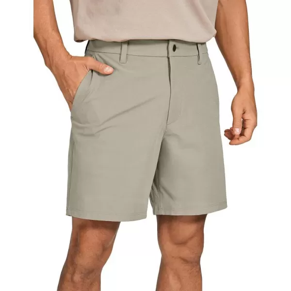 CRZ YOGA Mens All Day Comfy Golf Shorts  7  9 Stretch Lightweight Casual Work Flat Front Shorts with Pockets7 inches Khali Barley