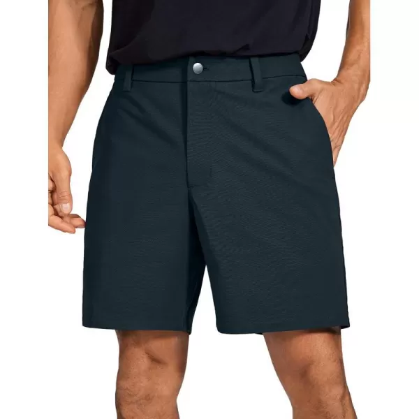 CRZ YOGA Mens All Day Comfy Golf Shorts  7  9 Stretch Lightweight Casual Work Flat Front Shorts with Pockets7 inches True Navy