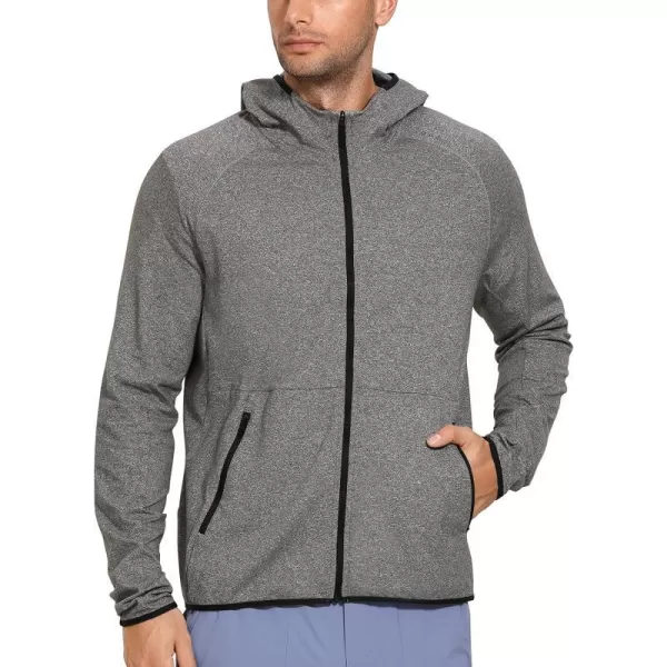 CRZ YOGA Mens Brushed Comfy Zip Up Hoodie Lightweight Athletic Running Jackets Workout Long Sleeve SweatshirtsGrey Heather