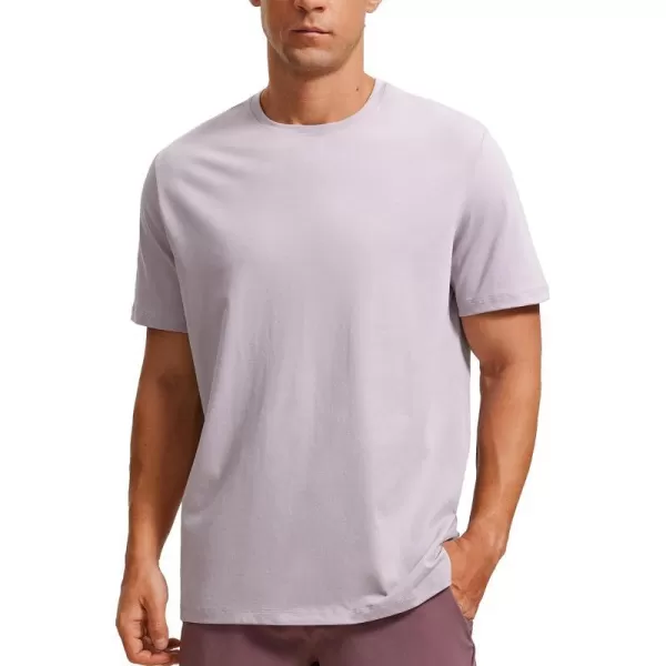 CRZ YOGA Mens Cotton Polyester Short Sleeve TShirt Classic Fit Casual Workout Tops Soft Premium TeeIced Iris