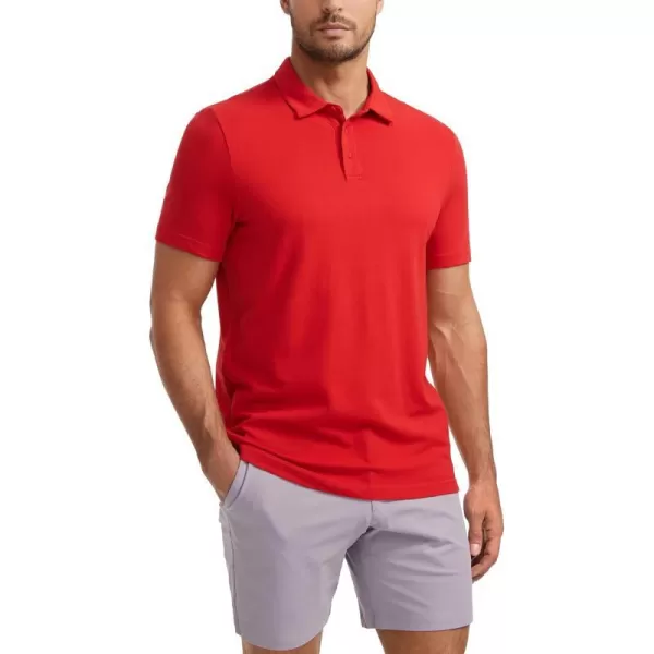 CRZ YOGA Mens Golf Polo Shirts Short Sleeve Moisture Wicking Athletic Shirt Sports Casual Pique TShirtsDark Red Raspberry