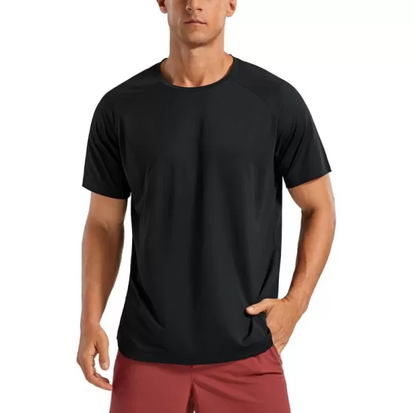 CRZ YOGA Mens Lightweight Short Sleeve TShirt Quick Dry Workout Running Athletic Tee Shirt TopsBlack