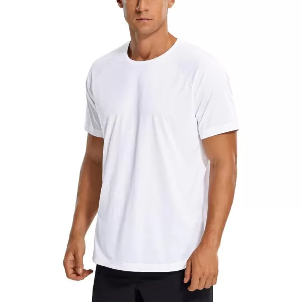 CRZ YOGA Mens Lightweight Short Sleeve TShirt Quick Dry Workout Running Athletic Tee Shirt TopsWhite