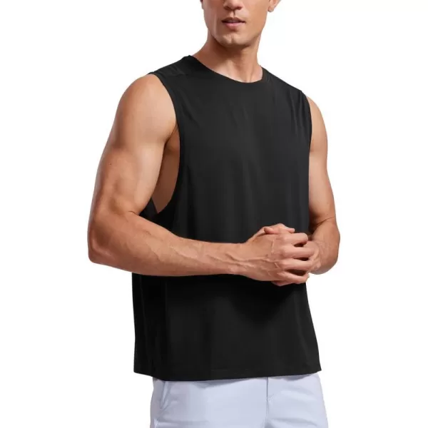 CRZ YOGA Mens Lightweight Tank Tops Quick Dry Sleeveless Athletic Running Workout Top Muscle Tee ShirtsBlack