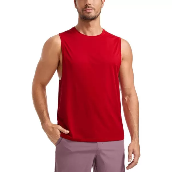 CRZ YOGA Mens Lightweight Tank Tops Quick Dry Sleeveless Athletic Running Workout Top Muscle Tee ShirtsDark Red Raspberry