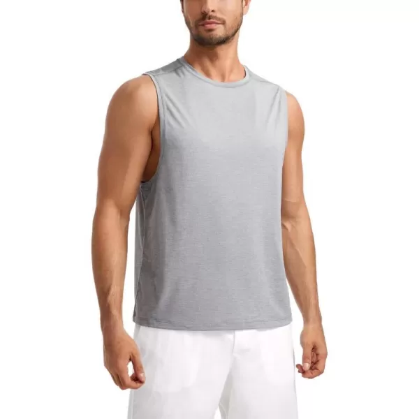 CRZ YOGA Mens Lightweight Tank Tops Quick Dry Sleeveless Athletic Running Workout Top Muscle Tee ShirtsLight Gray Heather