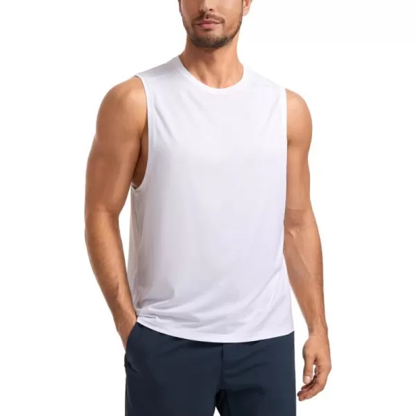 CRZ YOGA Mens Lightweight Tank Tops Quick Dry Sleeveless Athletic Running Workout Top Muscle Tee ShirtsWhite