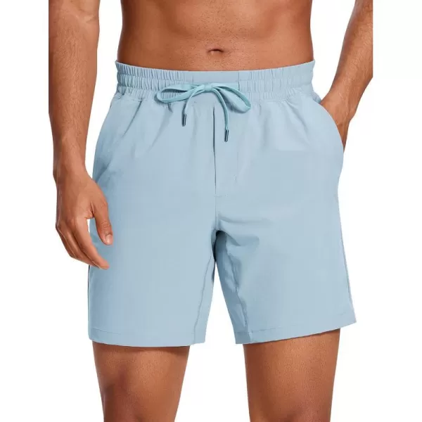 CRZ YOGA Mens Linerless Workout Shorts  7  9 Quick Dry Running Sports Athletic Gym Shorts with Pockets7 inches Light Grayish Blue