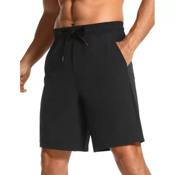 CRZ YOGA Mens Linerless Workout Shorts  7  9 Quick Dry Running Sports Athletic Gym Shorts with Pockets9 inches Black