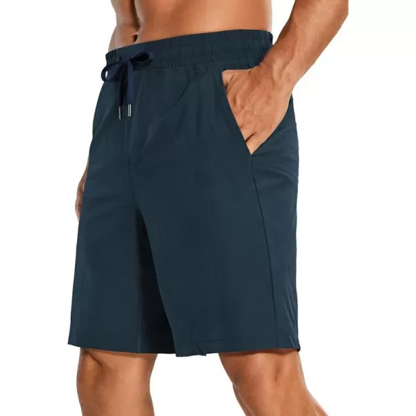 CRZ YOGA Mens Linerless Workout Shorts  7  9 Quick Dry Running Sports Athletic Gym Shorts with Pockets9 inches Ink Blue