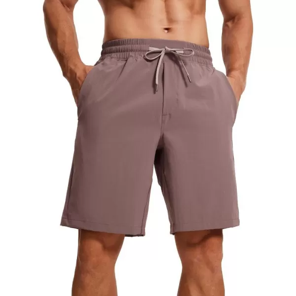 CRZ YOGA Mens Linerless Workout Shorts  7  9 Quick Dry Running Sports Athletic Gym Shorts with Pockets9 inches Mauve