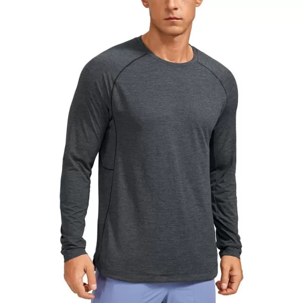 CRZ YOGA Mens Long Sleeve Shirts Lightweight Running Workout Shirts Moisture Wicking Quick Dry Tee Shirt TopsCarbon Heather