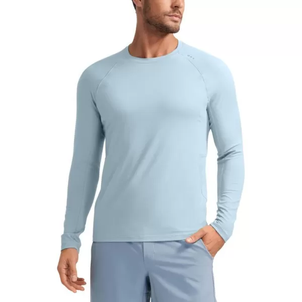 CRZ YOGA Mens Long Sleeve Tee Shirts Pullover Casual Lounge Shirts Quick Dry Running Gym Crew Neck TShirt TopsLight Grayish Blue