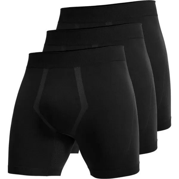 CRZ YOGA Mens Seamless 5 Boxer Briefs Breathable Sports Underwear 3PackBlack 3pack