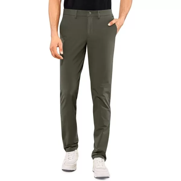 CRZ YOGA Mens Stretch Golf Pants  313335 Slim Fit Stretch Waterproof Outdoor Thick Golf Work Pant with Pockets33 inseam Mountain Green