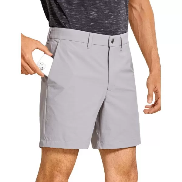 CRZ YOGA Mens Stretch Golf Shorts  79 Slim Fit Waterproof Athletic Casual Work Shorts with Pockets7 inches Gull Gray