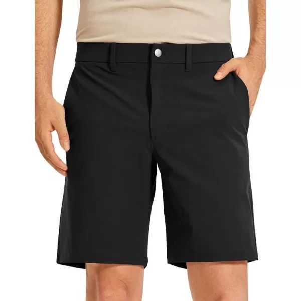 CRZ YOGA Mens Stretch Golf Shorts  79 Slim Fit Waterproof Athletic Casual Work Shorts with Pockets9 inches Black