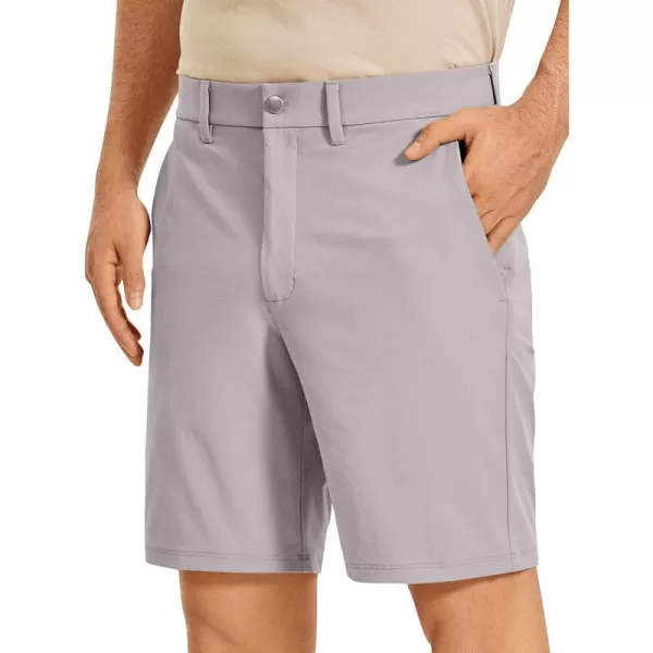 CRZ YOGA Mens Stretch Golf Shorts  79 Slim Fit Waterproof Athletic Casual Work Shorts with Pockets9 inches Gull Gray