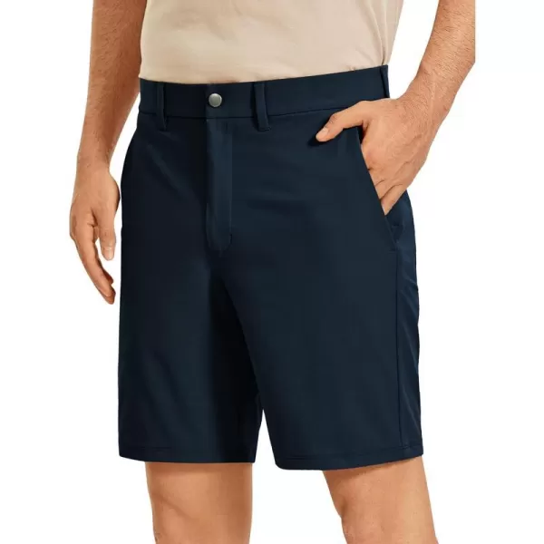 CRZ YOGA Mens Stretch Golf Shorts  79 Slim Fit Waterproof Athletic Casual Work Shorts with Pockets9 inches Nocturnal Navy