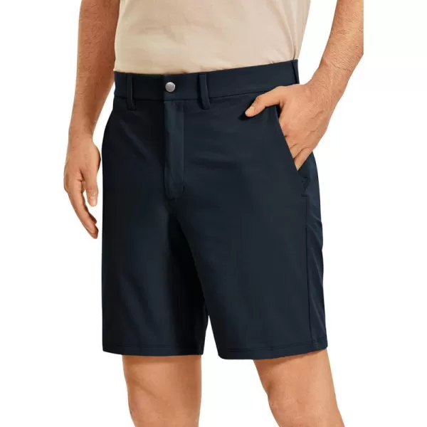 CRZ YOGA Mens Stretch Golf Shorts  79 Slim Fit Waterproof Athletic Casual Work Shorts with Pockets9 inches True Navy