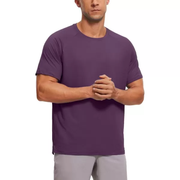 CRZ YOGA Mens Workout Short Sleeve TShirt Quick Dry Gym Athletic Running Stretchy Tee Shirts TopDeep Crocus Violet3