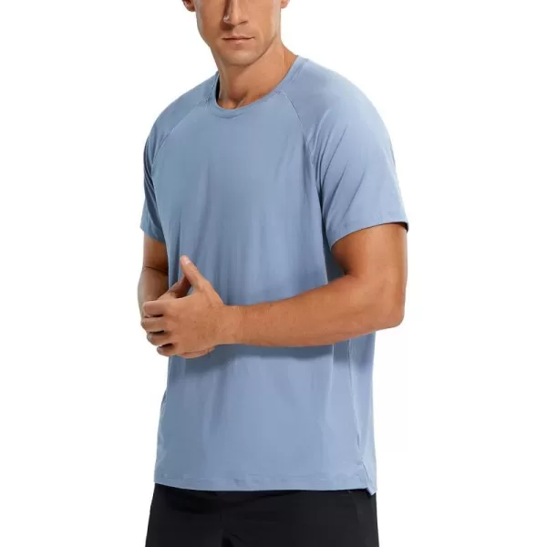 CRZ YOGA Mens Workout Short Sleeve TShirt Quick Dry Gym Athletic Running Stretchy Tee Shirts TopSlate Blue