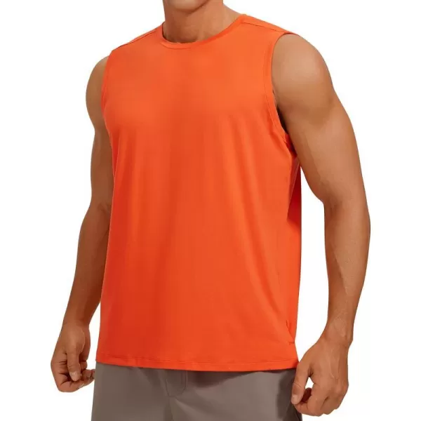 CRZ YOGA Mens Workout Sleeveless Shirt Quick Dry Stretchy Swim Shirts Athletic Gym Running Beach Tank TopMarigold