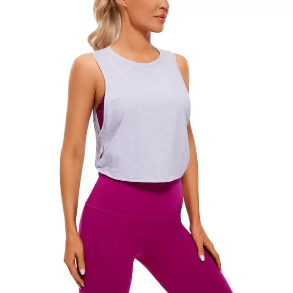 CRZ YOGA Pima Cotton Cropped Tank Tops for Women  Sleeveless Sports Shirts Athletic Yoga Running Gym Workout Crop TopsViolet Ash