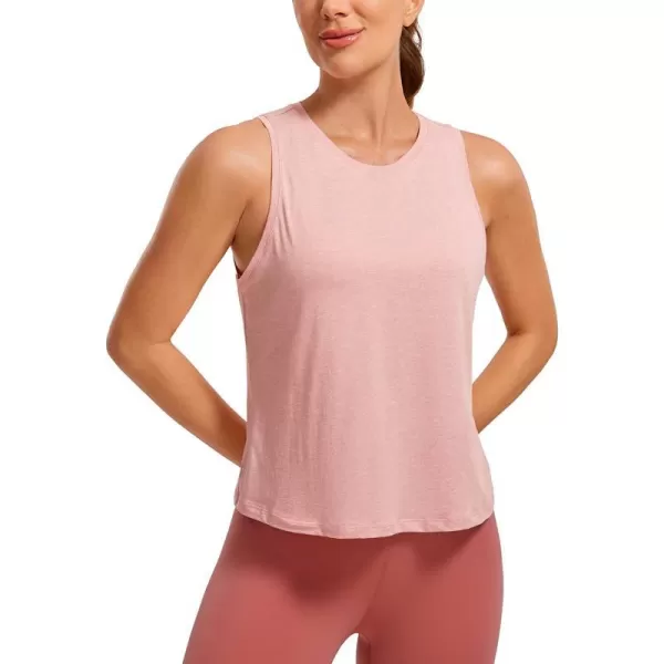 CRZ YOGA Pima Cotton Cropped Tank Tops for Women Workout Crop Tops High Neck Sleeveless Athletic Gym ShirtsCinnamon Ash