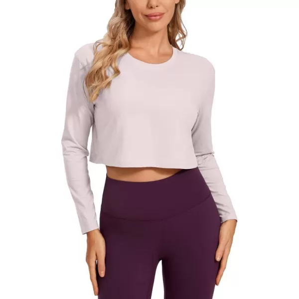 CRZ YOGA Pima Cotton Long Sleeve Shirts for Women Workout Crop Tops Loose Cropped TShirts Athletic Gym ShirtsSmoky Blush