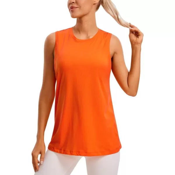 CRZ YOGA Pima Cotton Workout Tank Top for Women Loose Sleeveless Tops High Neck Yoga Tanks Athletic Gym ShirtsCoral