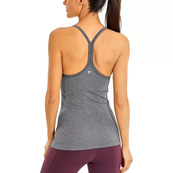 CRZ YOGA Seamless Workout Tank Tops for Women Racerback Athletic Camisole Sports Shirts with Built in BraLight Grey