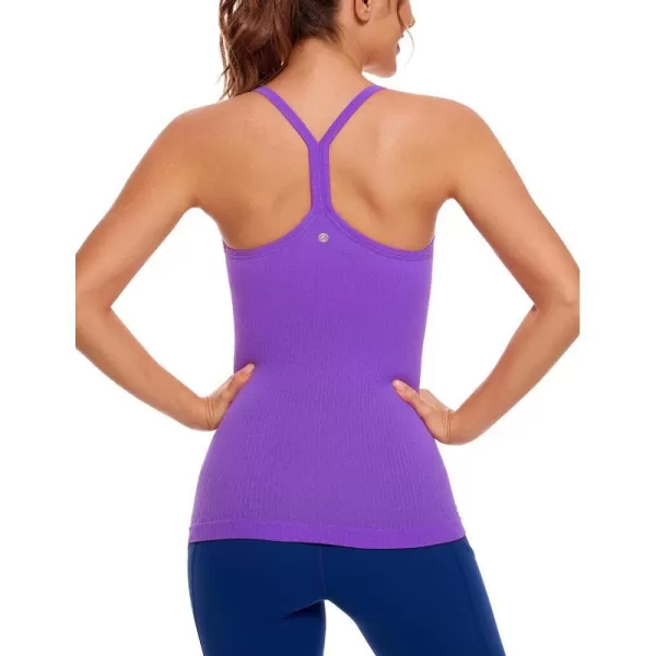 CRZ YOGA Seamless Workout Tank Tops for Women Racerback Athletic Camisole Sports Shirts with Built in BraRoyal Lilac