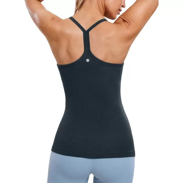 CRZ YOGA Seamless Workout Tank Tops for Women Racerback Athletic Camisole Sports Shirts with Built in BraTrue Navy