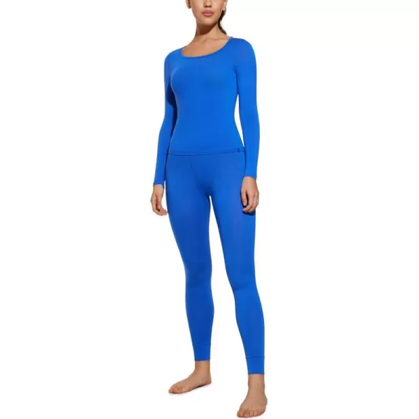 CRZ YOGA Soft Thermal Underwear Sets for Women Lightweight Long Johns Base Layer Pajamas Warm Top BottomSparkle Blue