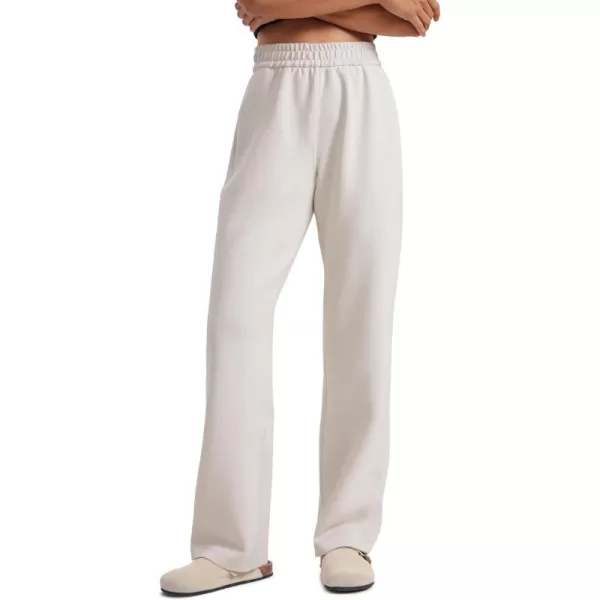 CRZ YOGA Softness Wide Leg Sweatpants Women Modal High Waisted Lounge Travel Casual Sweat Pants with Pockets DrawstringMilky White Bone