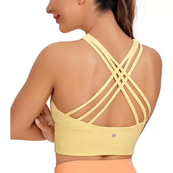 CRZ YOGA Strappy Longline Sports Bras for Women  Wirefree Padded Criss Cross Yoga Bras Cropped Tank TopsLemon Vibe