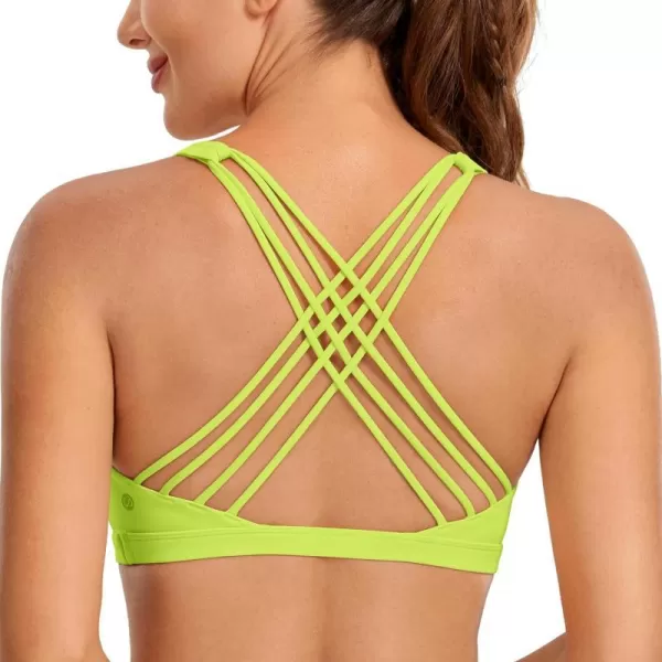 CRZ YOGA Strappy Sports Bras for Women  Criss Cross Back Sexy Wireless Padded Yoga Bra Cute WorkoutChartreuse