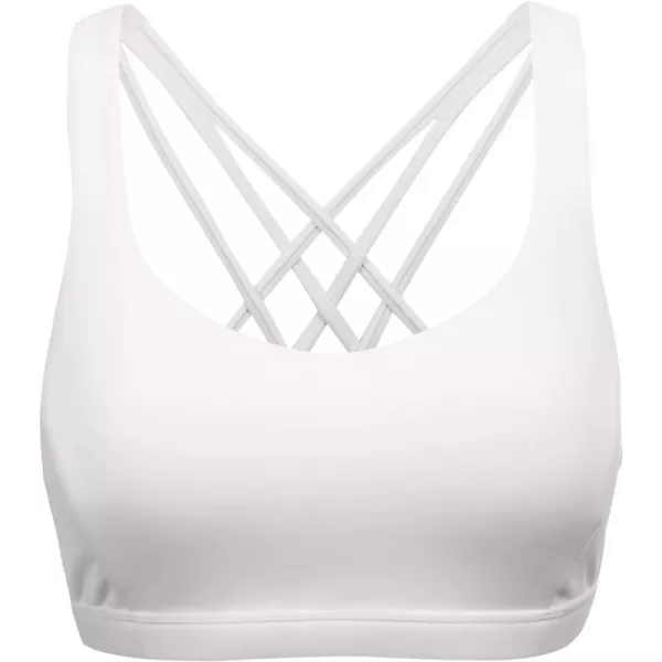 CRZ YOGA Strappy V Neck Sports Bra for Women  Padded Criss Cross Back Workout Yoga BraMilky White