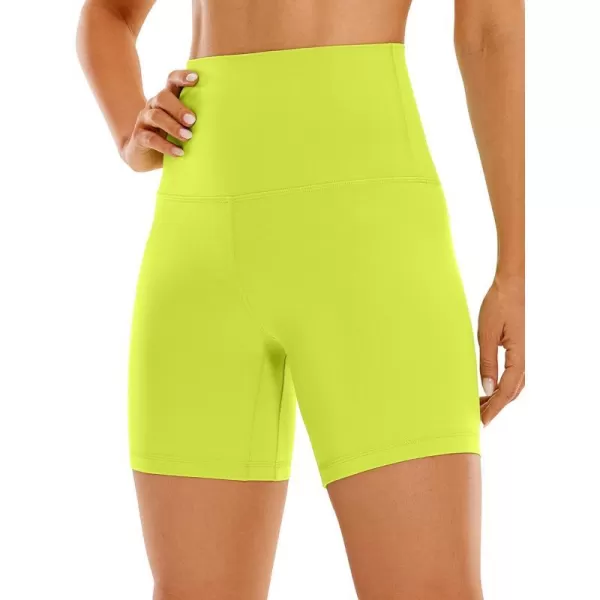 CRZ YOGA Super High Waisted Butterluxe Womens Biker Shorts 6  8  Buttery Soft Workout Yoga Shorts Over Belly6 inches Neon Yellow