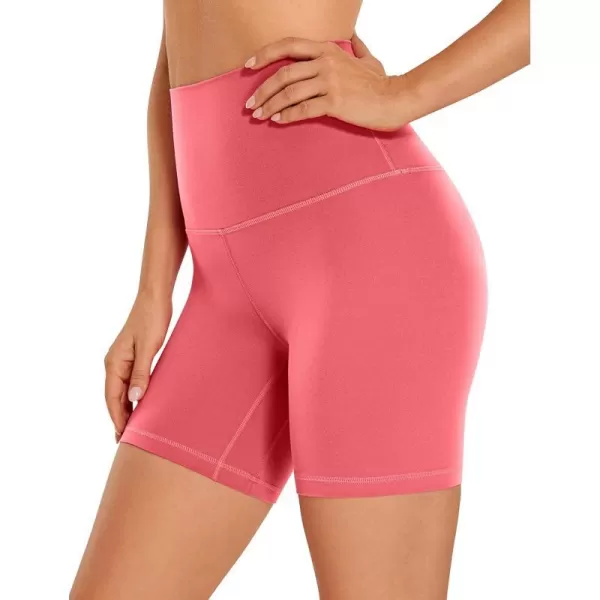 CRZ YOGA Super High Waisted Butterluxe Womens Biker Shorts 6  8  Buttery Soft Workout Yoga Shorts Over Belly6 inches Raspberry Sorbet