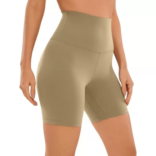 CRZ YOGA Super High Waisted Butterluxe Womens Biker Shorts 6  8  Buttery Soft Workout Yoga Shorts Over Belly6 inches Soul Brown