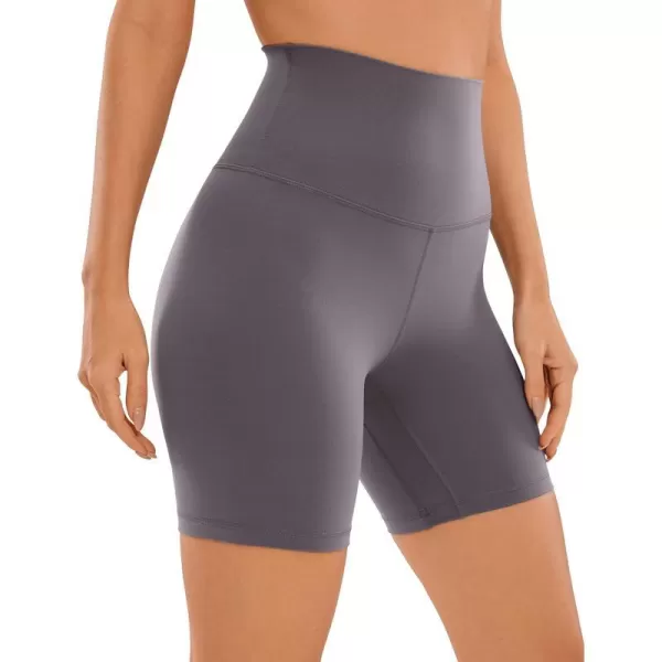 CRZ YOGA Super High Waisted Butterluxe Womens Biker Shorts 6  8  Buttery Soft Workout Yoga Shorts Over Belly6 inches Tornado Grey