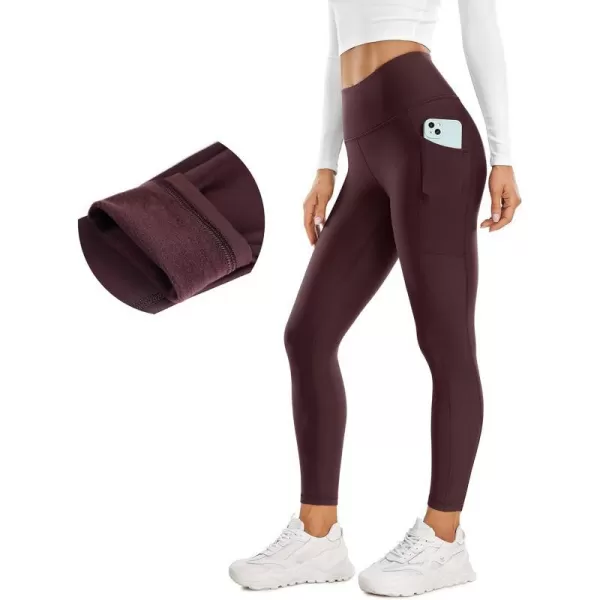 CRZ YOGA Thermal Fleece Lined Leggings Women 25  High Waisted Winter Workout Hiking Pants with Pockets Warm Running TightsArctic Plum