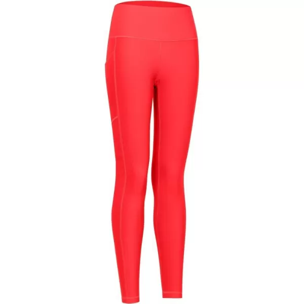 CRZ YOGA Thermal Fleece Lined Leggings Women 25  High Waisted Winter Workout Hiking Pants with Pockets Warm Running TightsDark Red