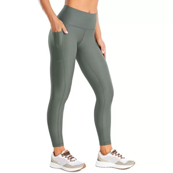 CRZ YOGA Thermal Fleece Lined Leggings Women 25  High Waisted Winter Workout Hiking Pants with Pockets Warm Running TightsGrey Sage