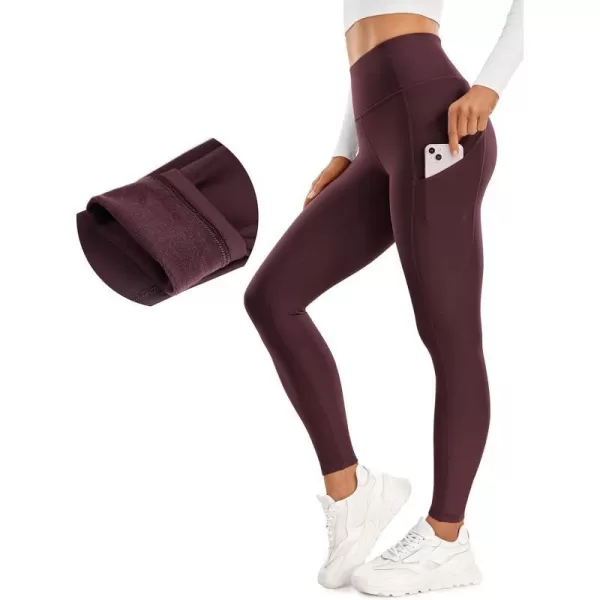 CRZ YOGA Thermal Fleece Lined Leggings Women 28  Winter Warm High Waisted Hiking Pants with Pockets Workout Running TightsArctic Plum