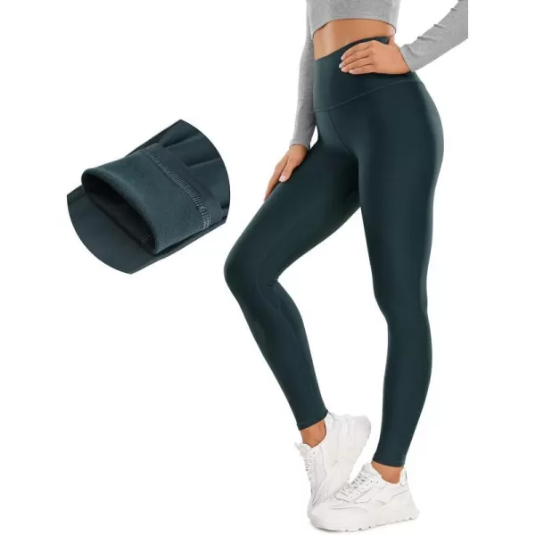 CRZ YOGA Thermal Fleece Lined Leggings Women 28  Winter Warm Workout Hiking Pants High Waisted Yoga Tights Full LengthDark Green