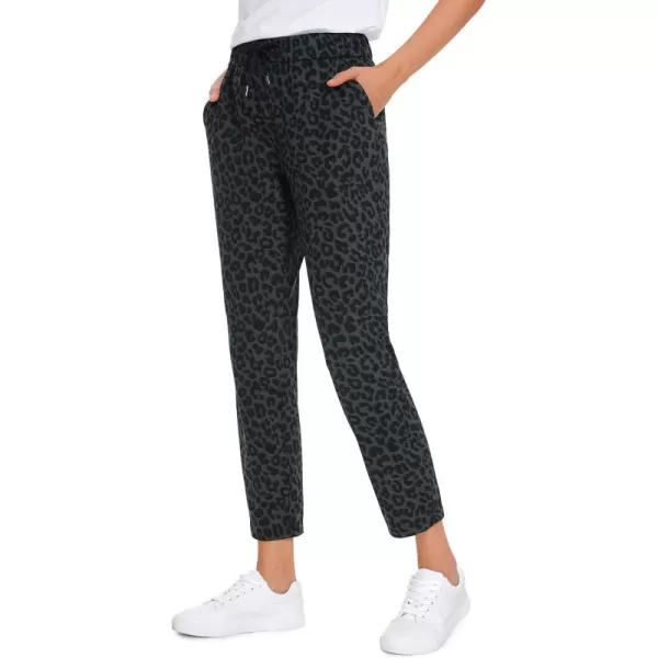 CRZ YOGA Womens 4Way Stretch 78 Ankle Golf Pants Work Sweatpants Dress Yoga Travel Casual Lounge Workout Trousers PocketsDeep Mossy Leopard Pattern